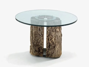 Круглый стеклянный журнальный столик