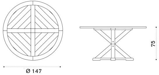 Ethimo Круглый садовый стол из тика Cronos Cstt0100 - Вид №5