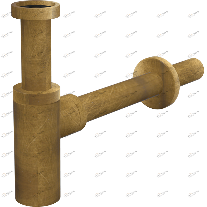 Сифон для умывальника DN32 DESIGN круглый, бронза-антик ALCAPLAST A400ANTIC