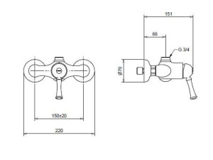 Смеситель для душа из хромированной латуни
