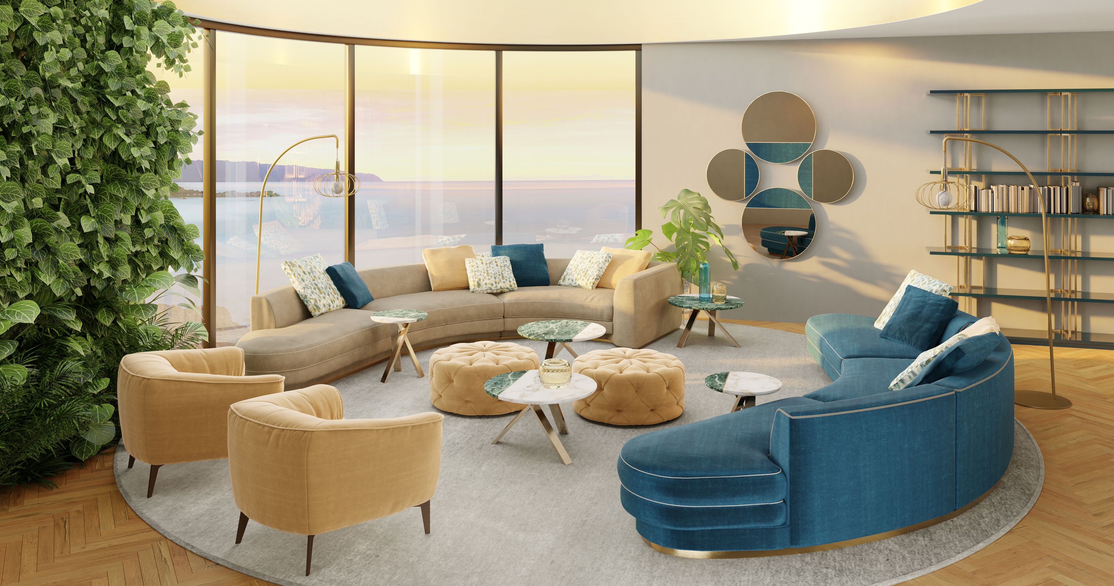 Изогнутый диван из ткани Borzalino Franklin ARCH-00033176 - Вид №14