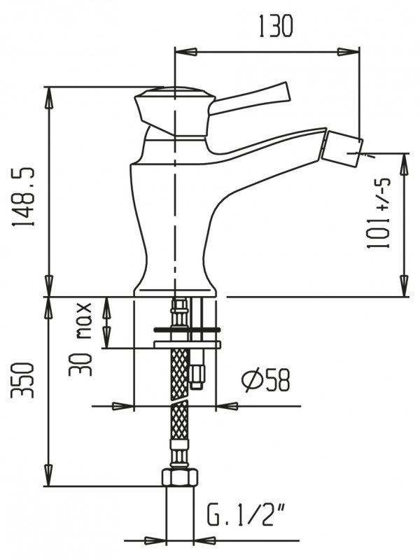Смеситель на биде Cezares GIUBILEO-BSM1-03/24 - Вид №1
