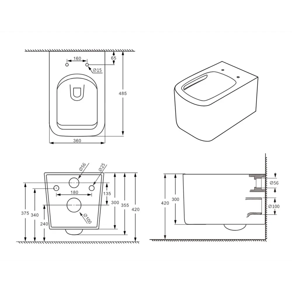 Комплект инсталляция Grant с унитазом Vortex Торнадо безободковый с микролифтом клавиша цвет хром Santreyd STLM-2112188 - Вид №10
