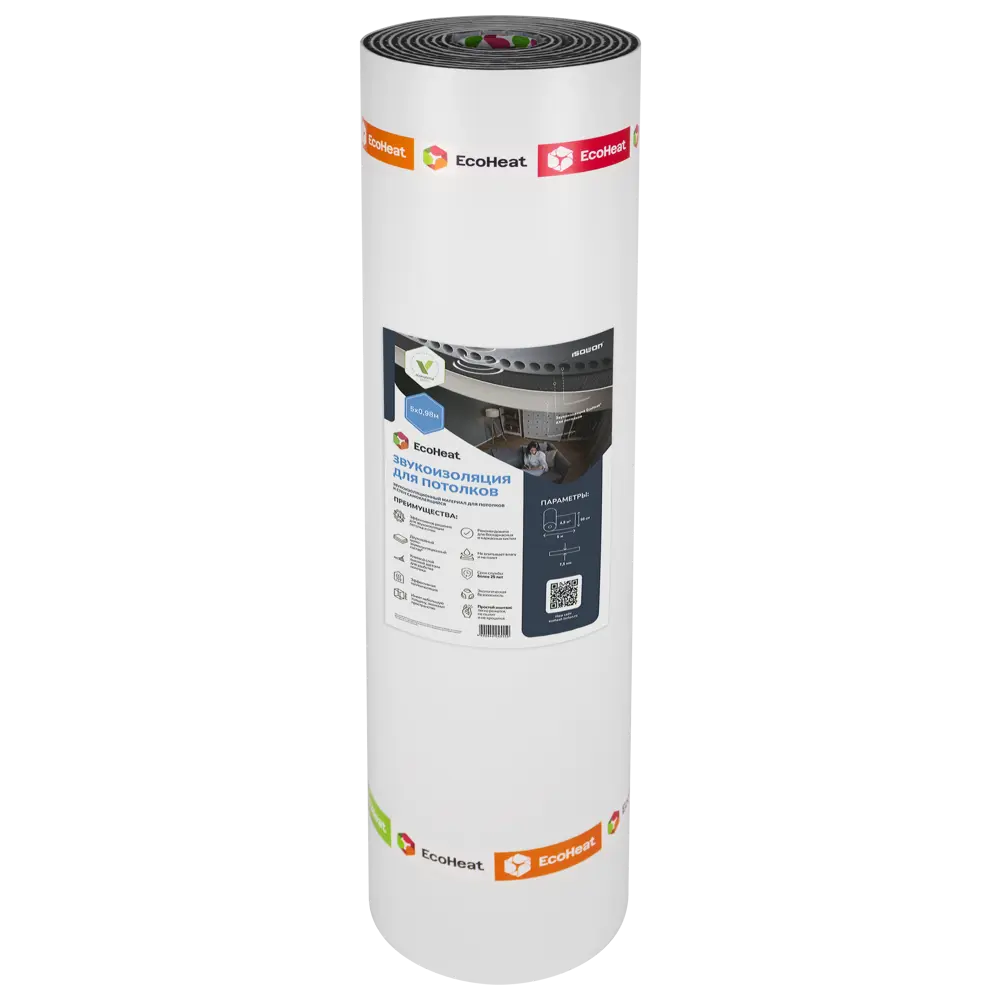 Звукоизолирующая подложка Ecoheat 7.5x250 мм 0.98 м 4.9 м² STLM-2145925