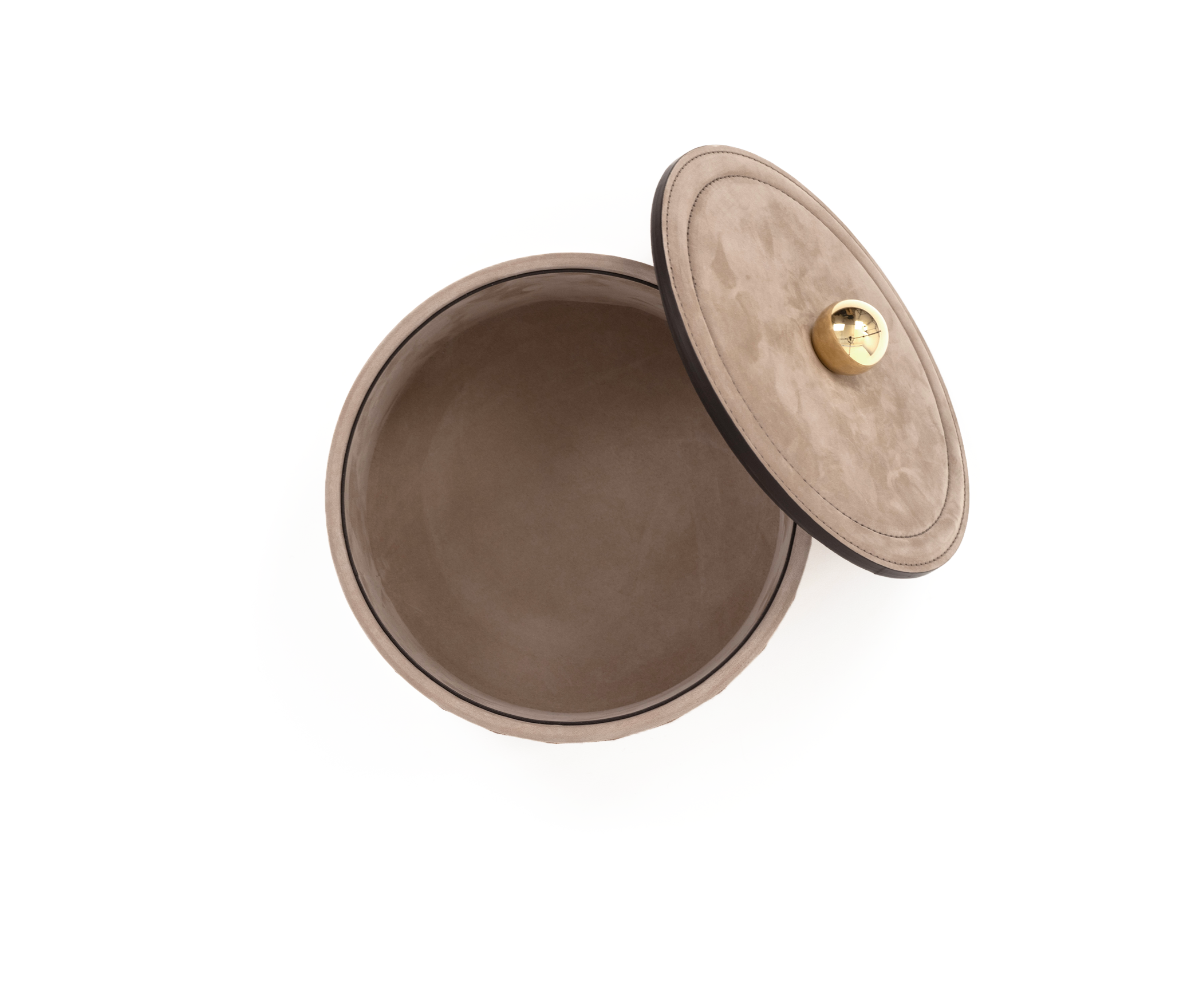 Lily Box - Ø 17XH8 см / металл-хром / нубук-кожа серо-коричневый Pinetti 00.1681.038.048 - Вид №1