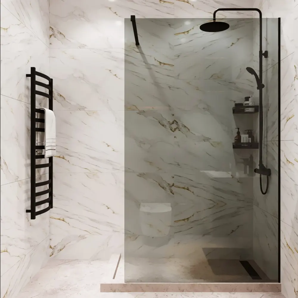 Душевая перегородка Mebelvann 90×200 см с черным профилем и тонированным стеклом 89372133 STLM-1480533