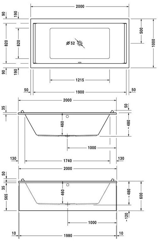Duravit Прямоугольная акриловая ванна Starck 700341 - Вид №5