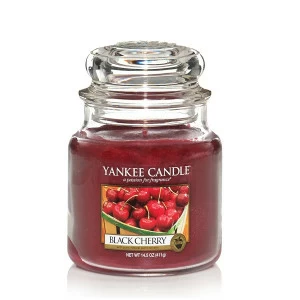 Свеча средняя в стеклянной банке "Черная черешня" Black cherry 411 гр 65-90 часов YANKEE CANDLE  268027 Красный