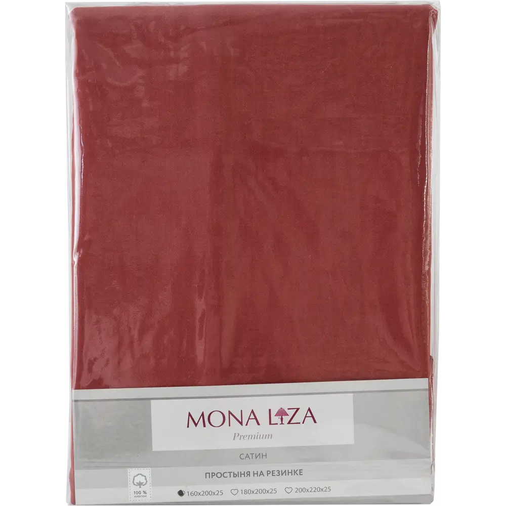 Простыня полутороспальная Mona Liza Premium, 200x160 см, сатин, цвет кирпичный 82493895 STLM-2015555 Santreyd  - Вид №2