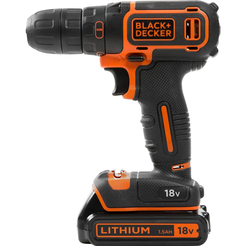 Шуруповерт аккумуляторный Black&Decker BDCDC18K1B, 18 В Li-ion 2х1.5 Ач 82328736 STLM-2027213 BLACK + DECKER  - Вид №1