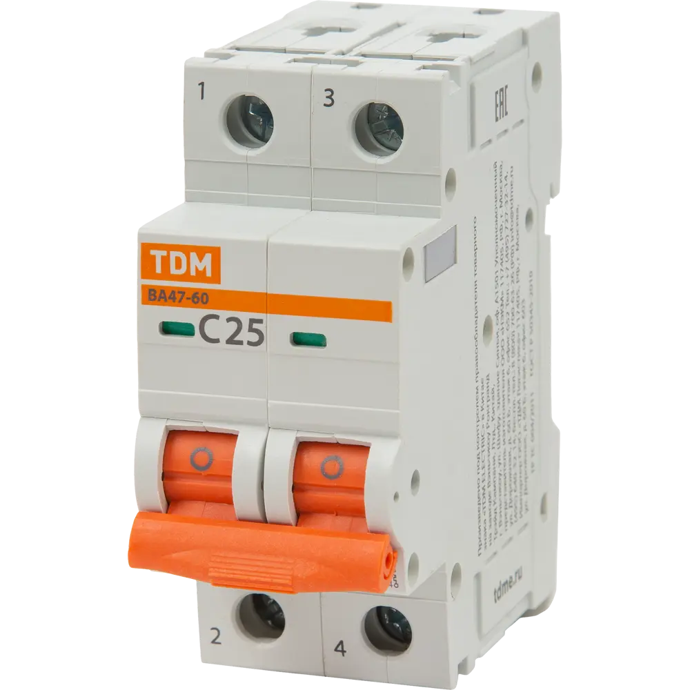 Автоматический выключатель TDM Electric ВА47-60 2P C25 А 6 кА SQ0223-0095 84399511 STLM-2094850 