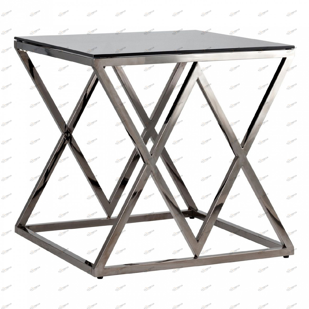 Журнальный столик стеклянный дымчатый с основанием темный хром 55х55 см "Инсигния" STOOL GROUP  00-3881889 Серебро 