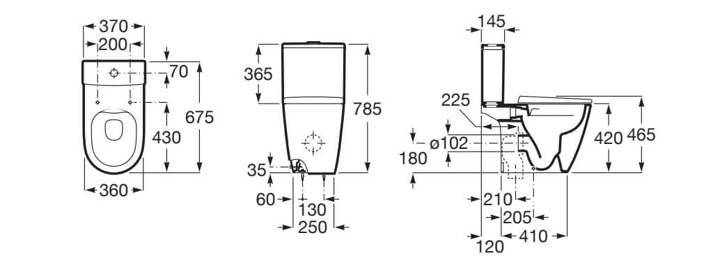 Цельный керамический туалет с внешней кассетой Roca Ona ARCH-00119449 - Вид №7