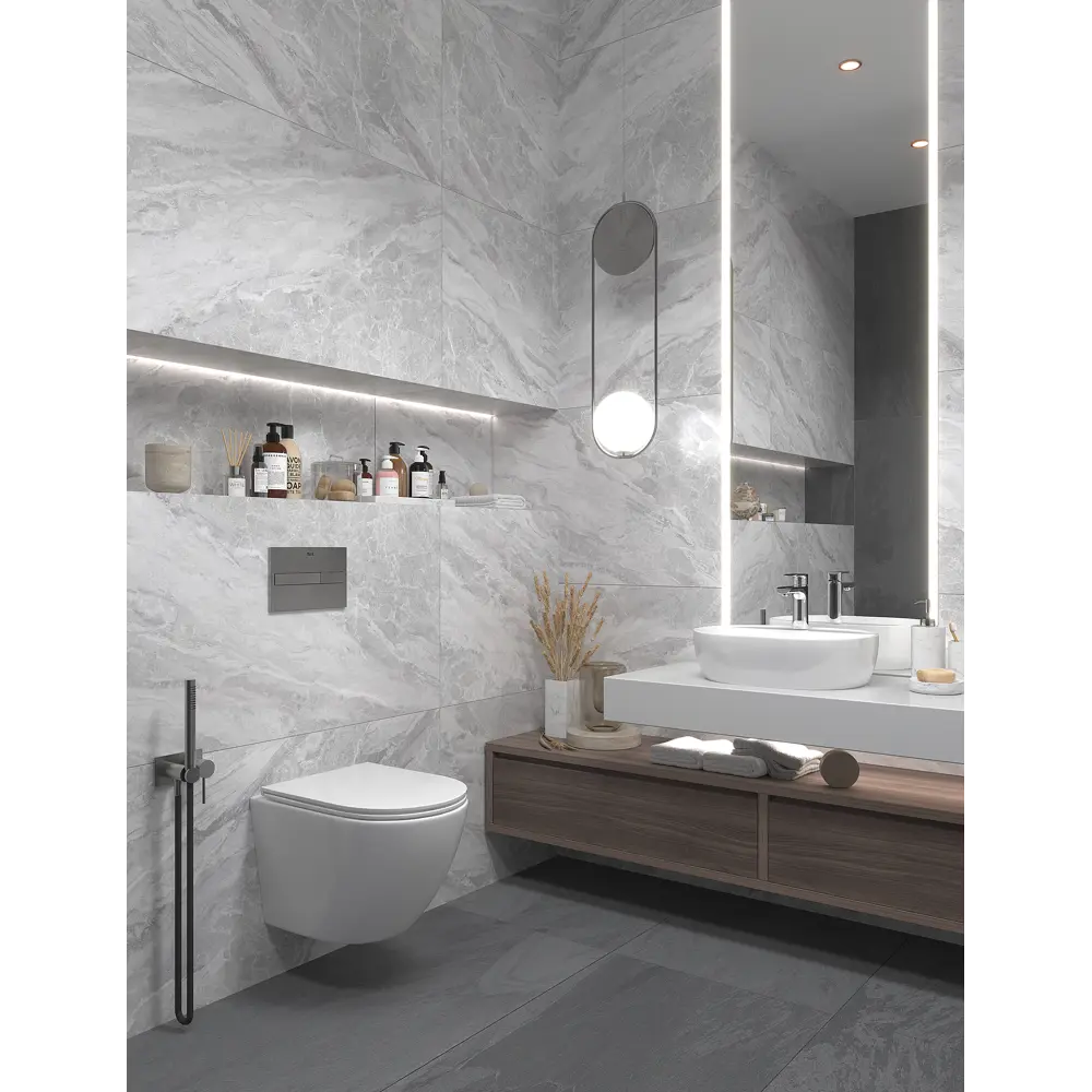 Керамогранит Incolor Royal Grey Carving Satin 120x60 см 1.44 м² сатинированный цвет серый LunaRossa STLM-2040363