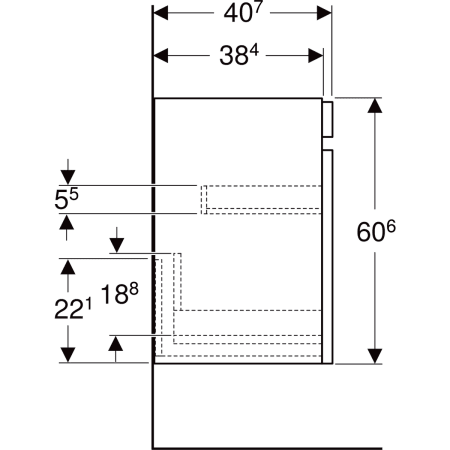 501.909.00.1 Шкафчик для раковины Geberit Renova Plan, с одним выдвижным ящиком и одним внутренним выдвижным ящиком Geberit  - Вид №53