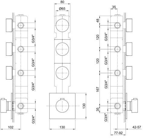 ABOUTWATER Термостатический смеситель для душа / ванны на 4 отверстия Af/21 Fantini Rubinetti sun-id-1392534 - Вид №1