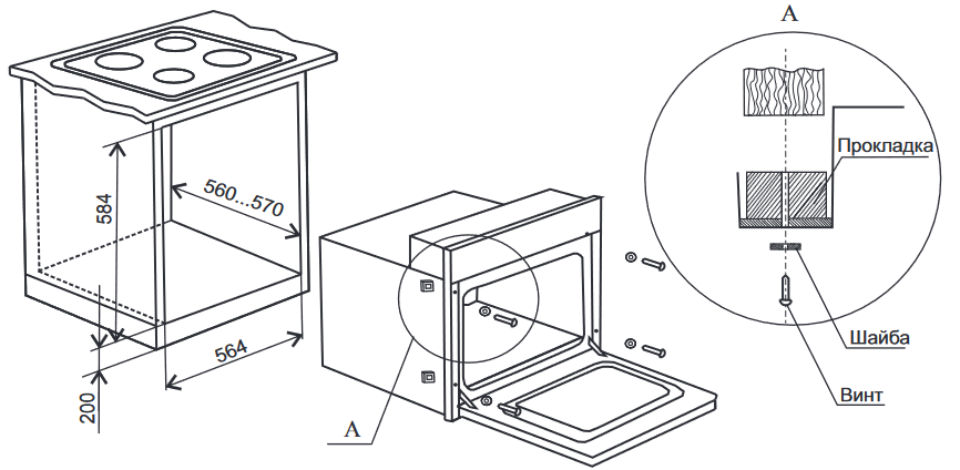 8147663 Электрический духовой шкаф De Luxe 6009.05эшв-066 белый STDN-0141537 - Вид №2