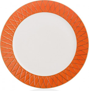 10619779 Herend Тарелка подстановочная 31см "Универсальная" (оранжевая, золото) Фарфор, Керамика