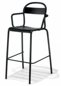 COLOS Высокий штабелируемый табурет из листового металла с подлокотниками Stecca