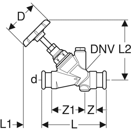 94883 Запорный вентиль Geberit Mapress угловой Geberit  - Вид №2