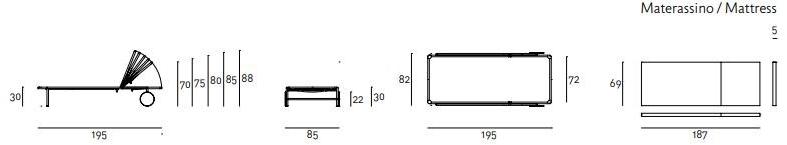 Living Divani Тканевый садовый лежак на колесиках sun-id-1451544 - Вид №8