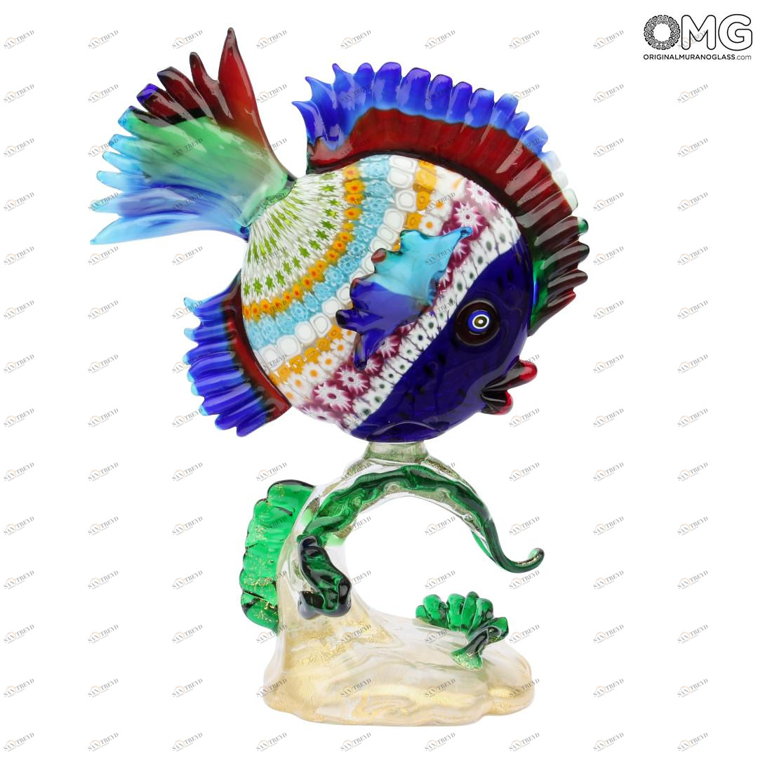 2020 ORIGINALMURANOGLASS Скульптура Тропическая рыба - Карон - муранское стекло и миллефиори OMG 15 см 