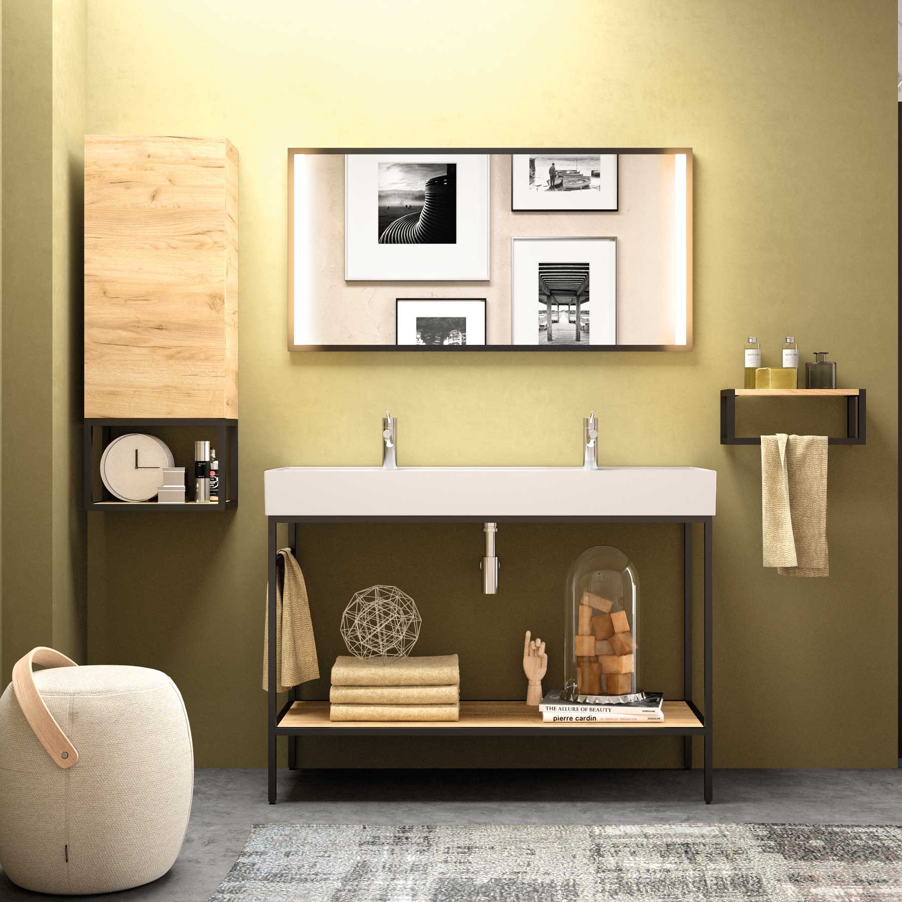 26342 SALGAR Зеркало VINCI 1200 LED LED LED (20W) IP44 MATT BLACK 600 x 1200 мм - Вид №1