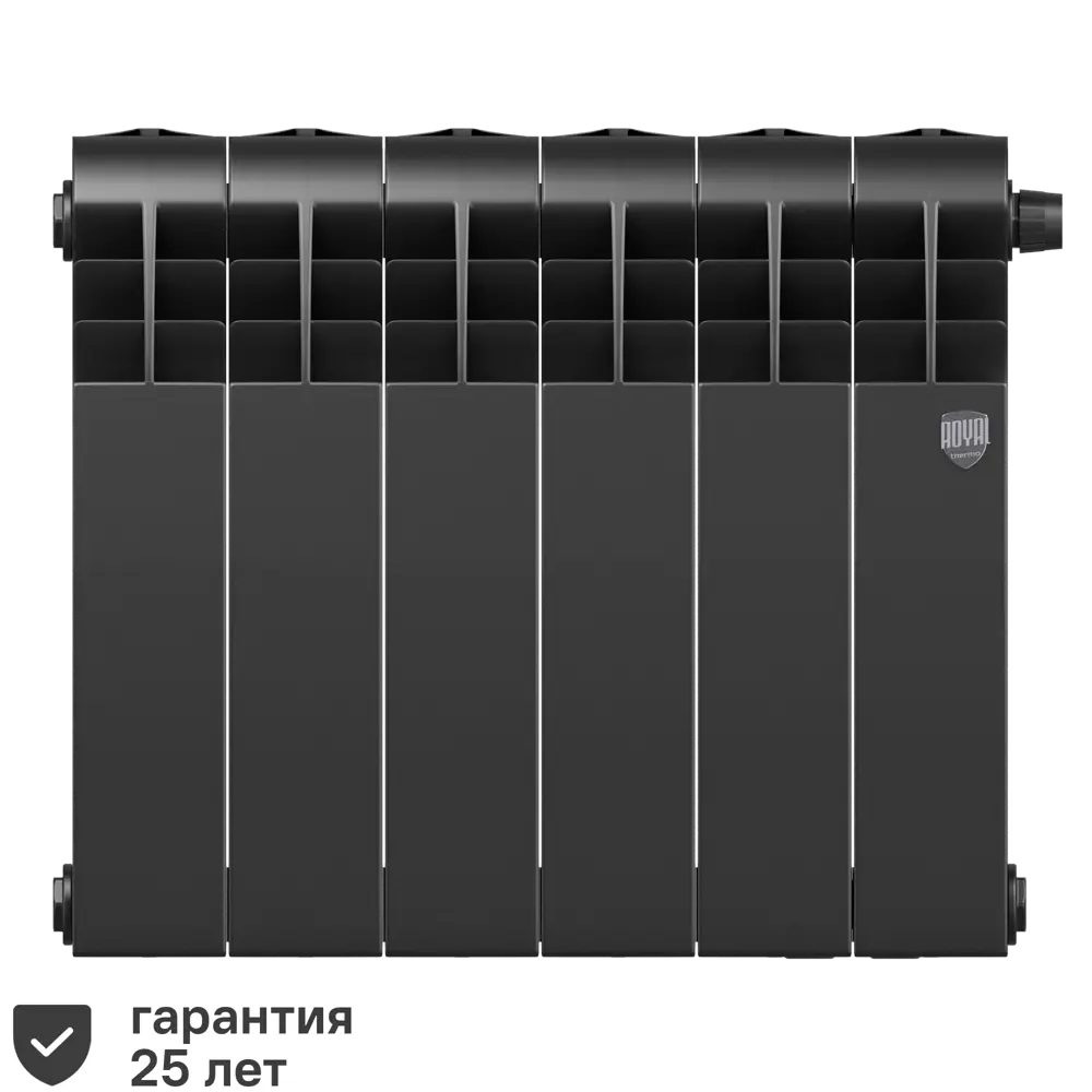 Радиатор секционный Royal Thermo Biliner RTBNSVR35006 350/87 6 секций нижнее правое подключение биметалл черный 82758202 STLM-2143250