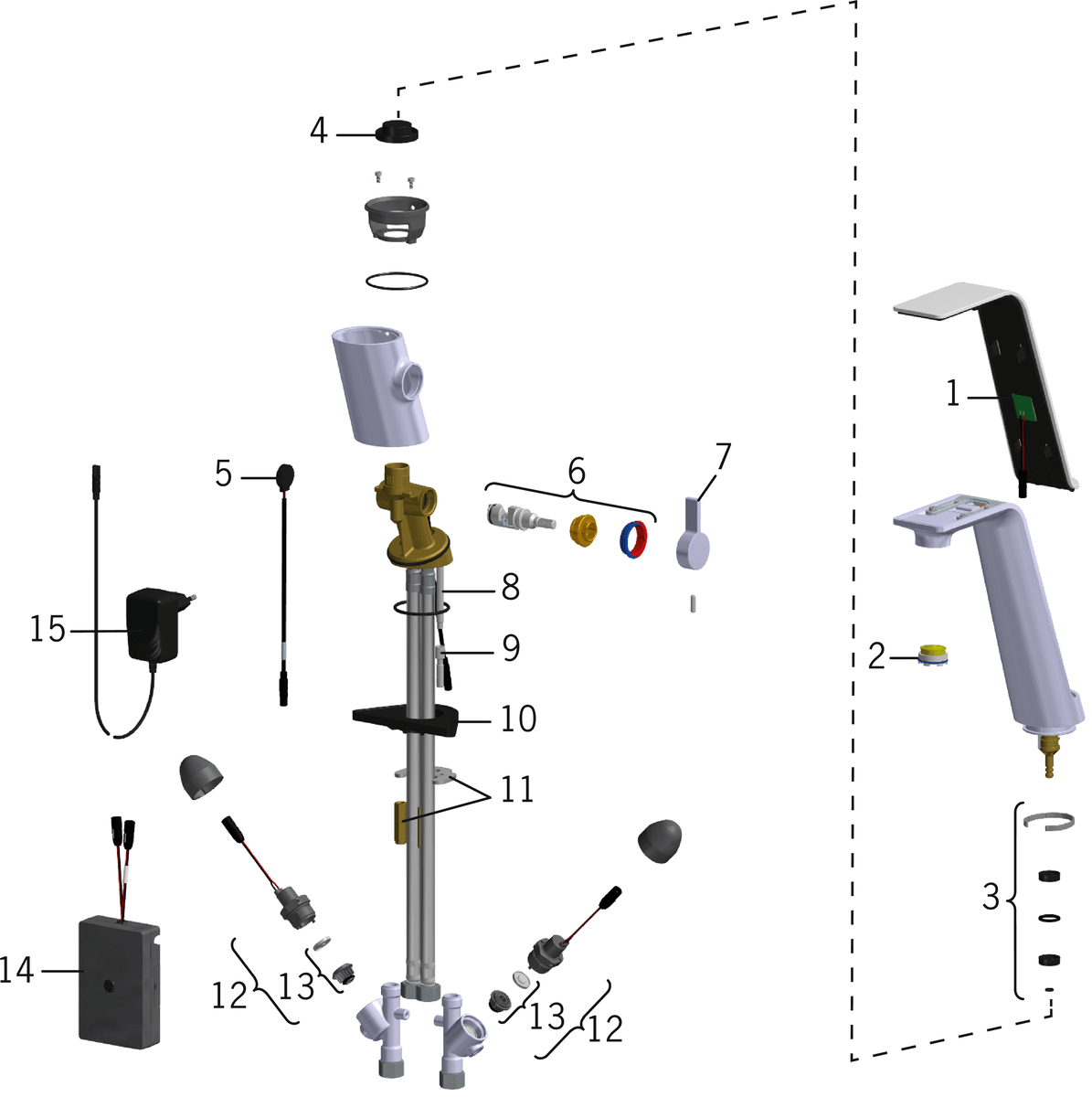 Oras 8720F Смеситель для кухни, 230/12 V 8720F ALESSI Sense Хром/Белый  - Вид №7