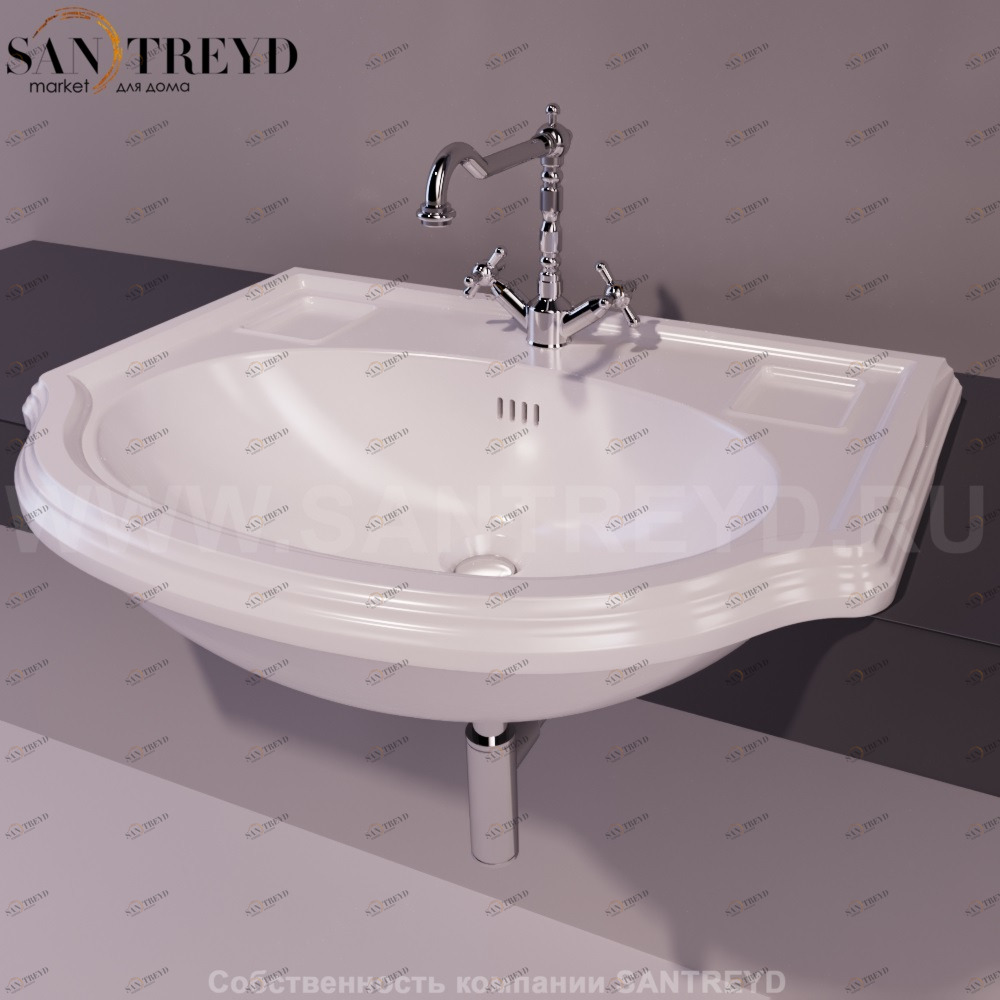 AR835.Bianco Полувстраиваемая раковина консольная 50 см белая Simas Arcade AR835BIANCO