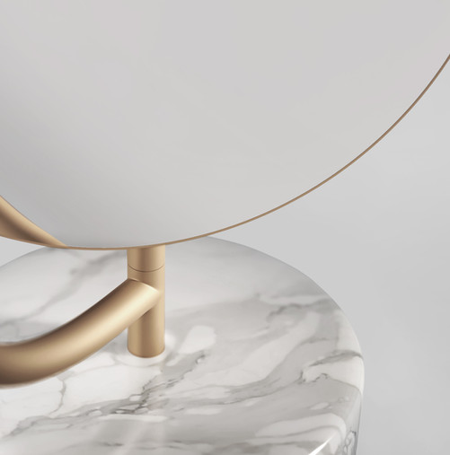 Secolo Giove Напольное вращающееся зеркало с мраморной основой  Standard, сатинированная сталь, отделка тканью Standard  - Вид №3