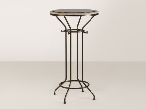 Высокий круглый стол из стали и стекла