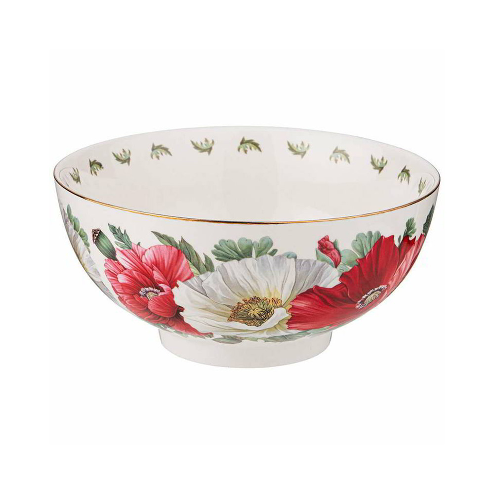 104-766 Посуда фарфоровая Маки салатник, тарелка суповая маки Lefard 