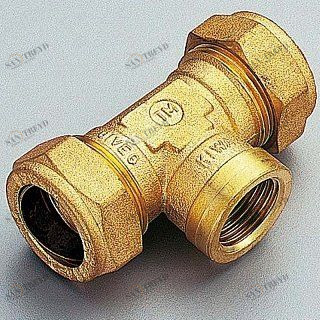 Тройник ВР 28 x 1/2" x 28 обжим TIEMME 1000101