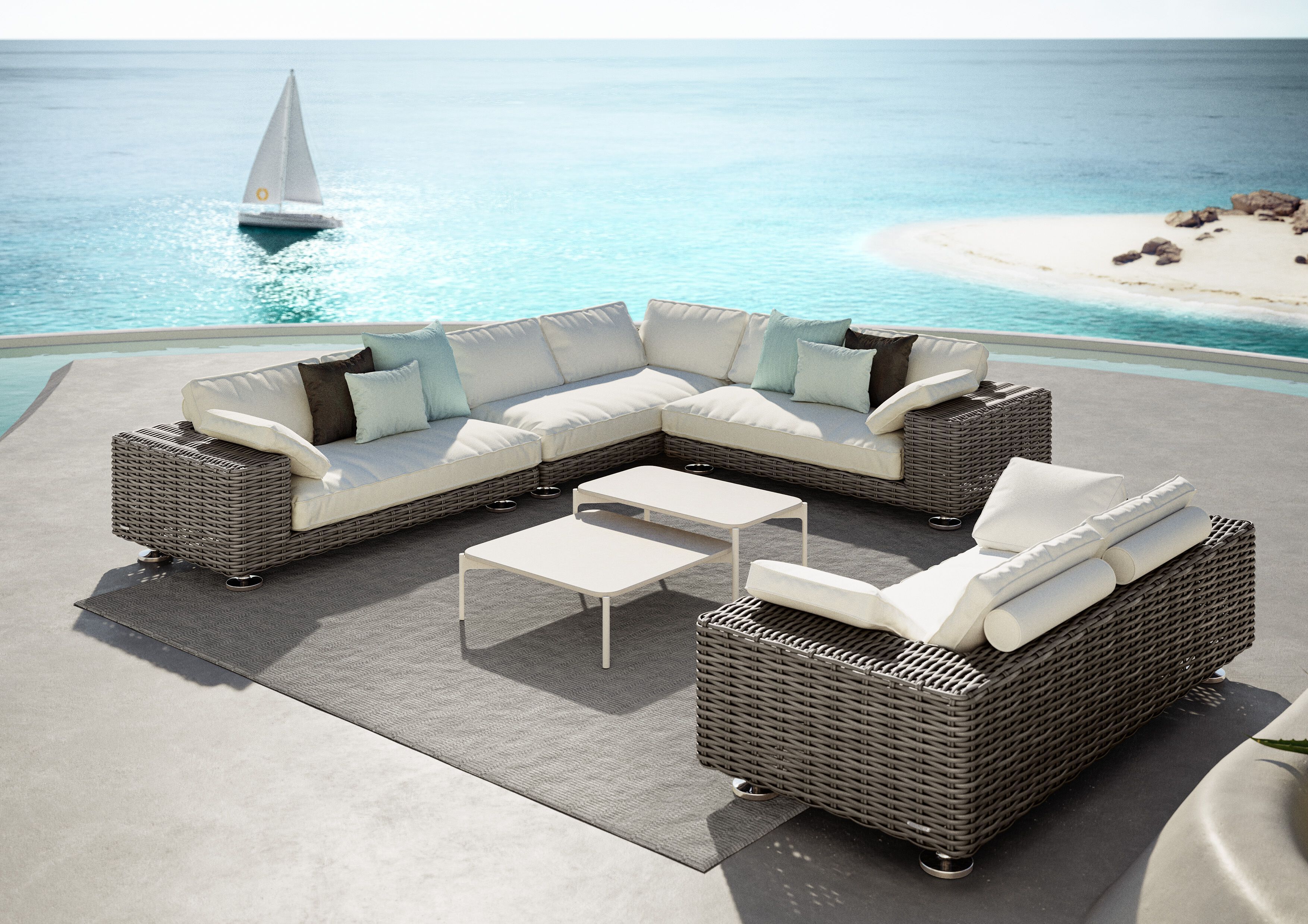 Алюминиевый квадратный садовый столик с порошковым покрытием с керамическим материалом DEDON IZON ARCH-00011483 - Вид №4