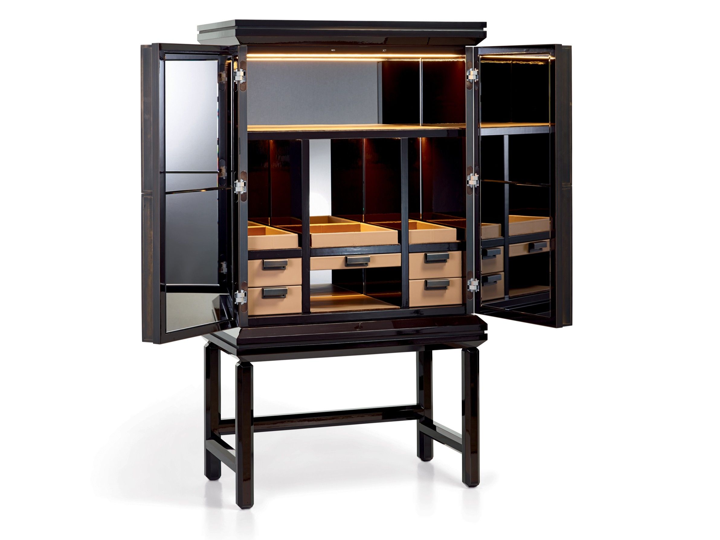 Деревянный и стеклянный барный шкаф со встроенным освещением Sicis Ledoux ARCH-00146935 - Вид №1