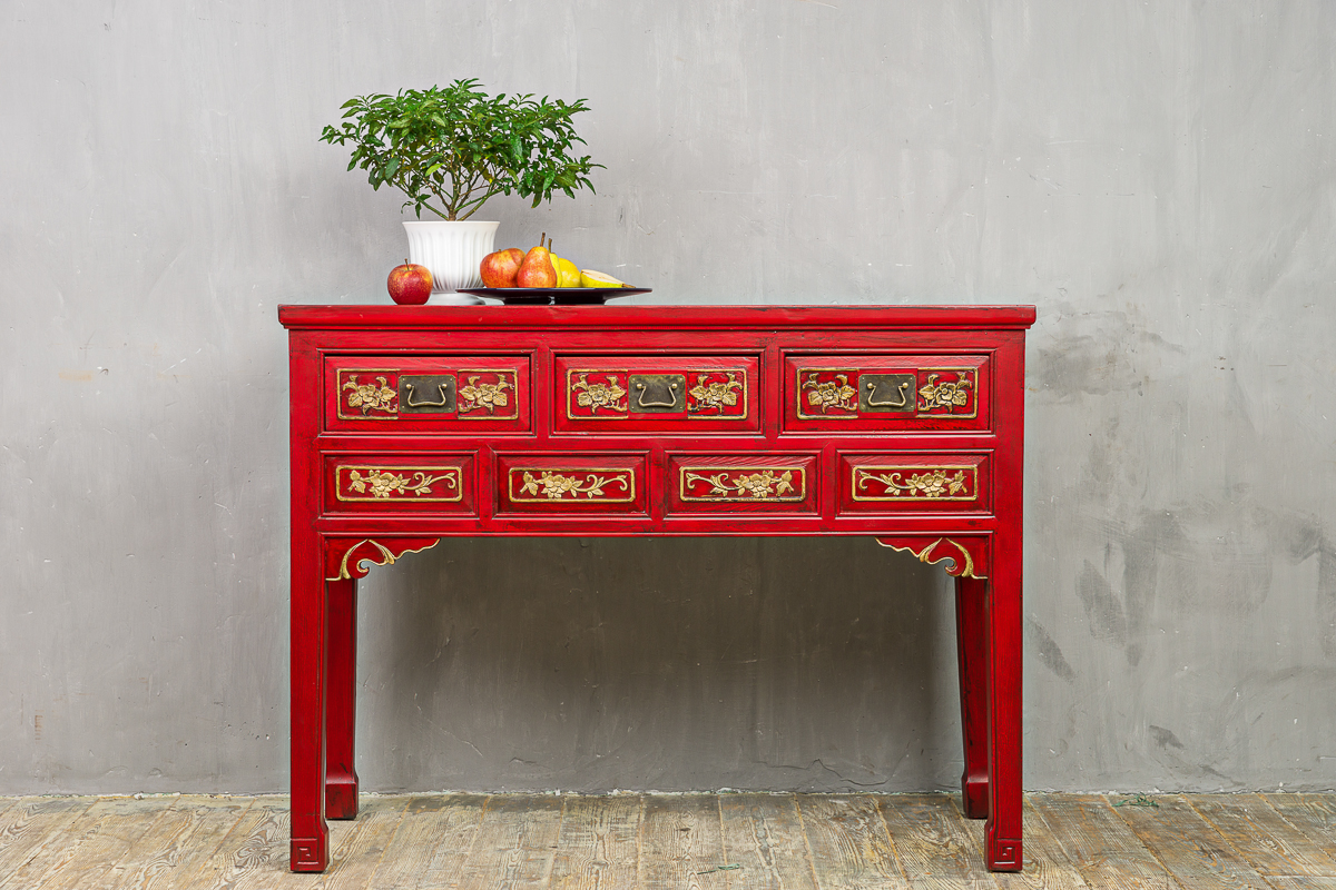 Консоль с ящиками красная "Цзяцзиань" ДОМАШНЯЯ ОБСТАНОВКА  017347 Красный Santreyd  - Вид №2