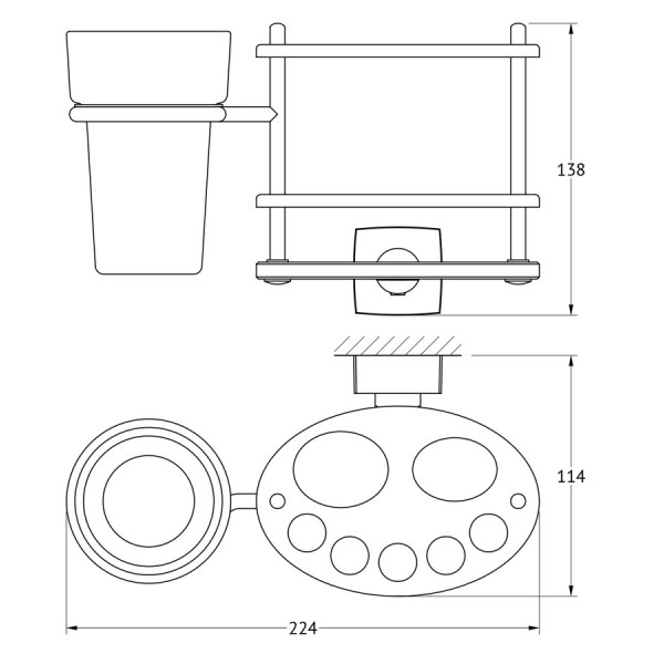 Держатель з/щеток и пасты со стаканом стекло FBS ESP 061 sun-id-561178 - Вид №1