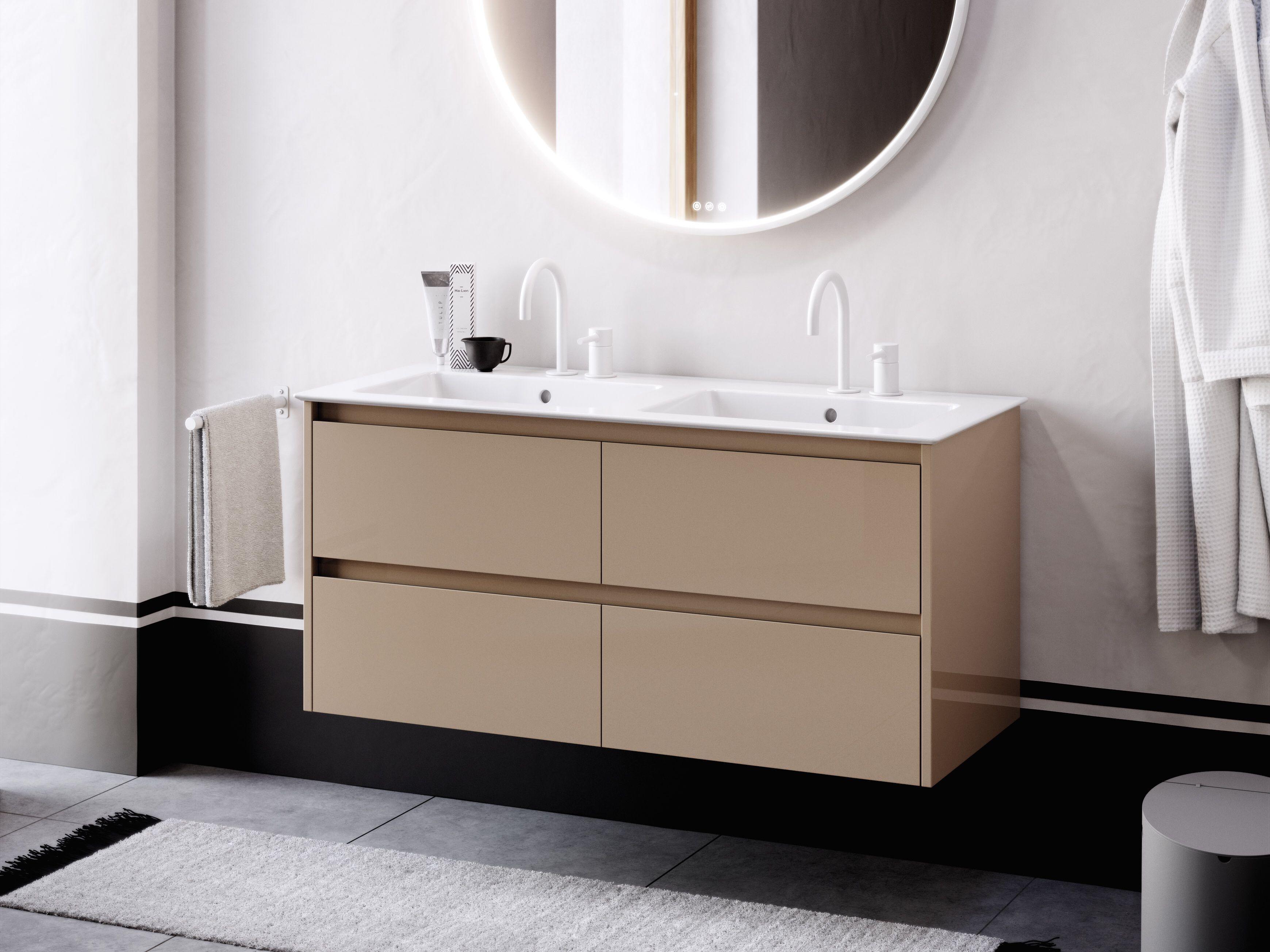 Двойная прямоугольная раковина с держателем для полотенец GSI ceramica чистый ARCH-00151753