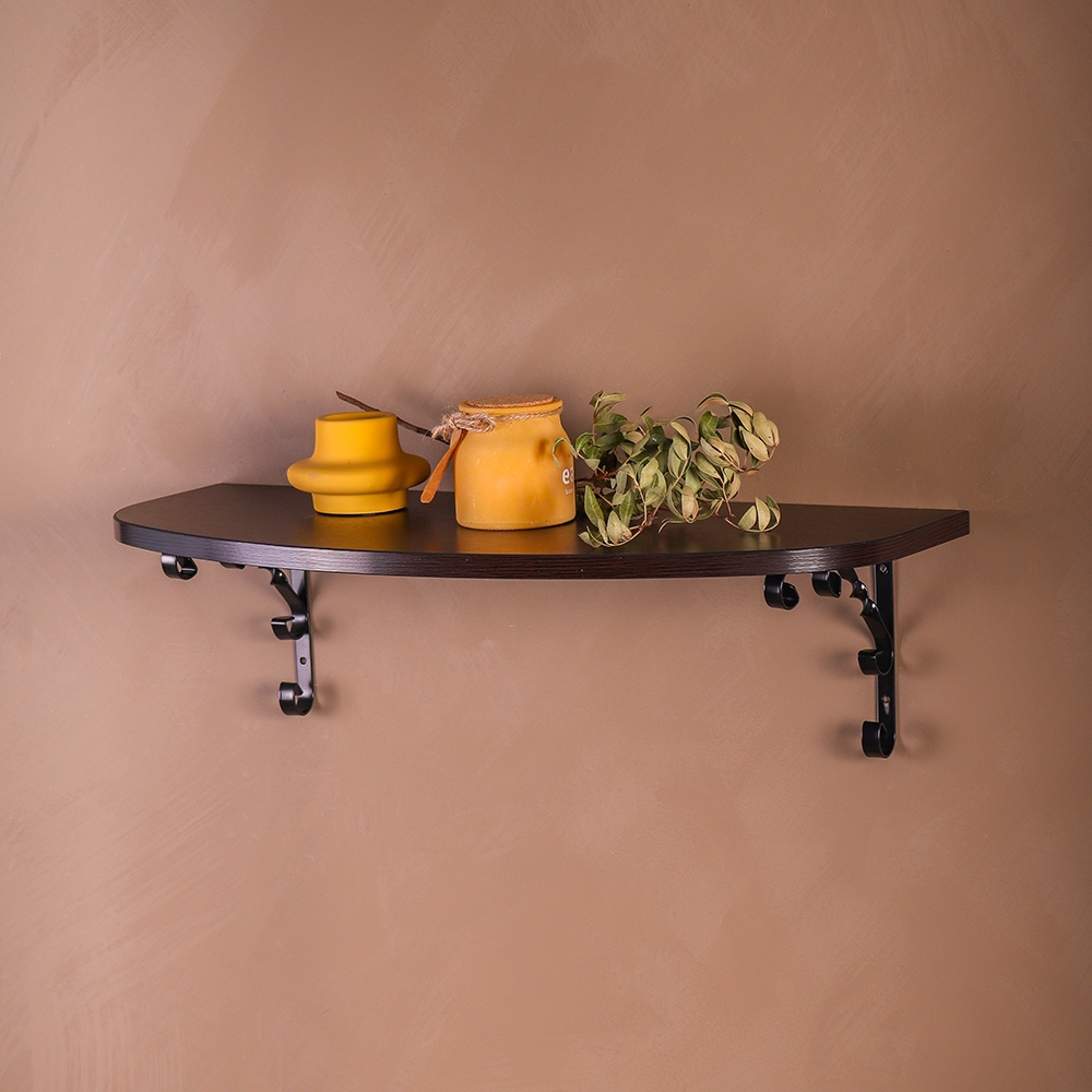 Полка фигурная , 600x250x16 мм, дуб венге LJPS0387 Public Steel Россия  - Вид №4