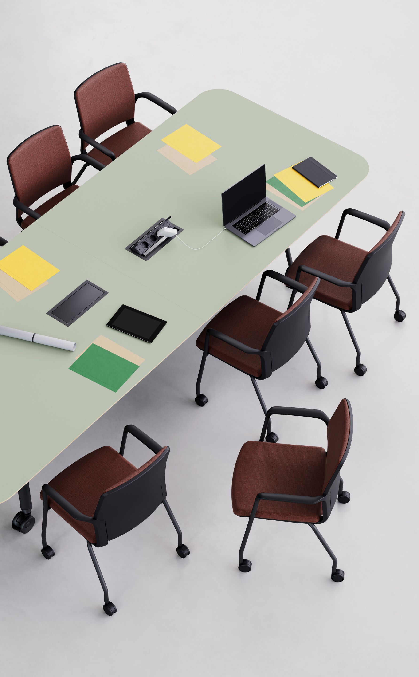 Тканевый стул с колесами с подлокотниками IBEBI Tosca ARCH-00013704