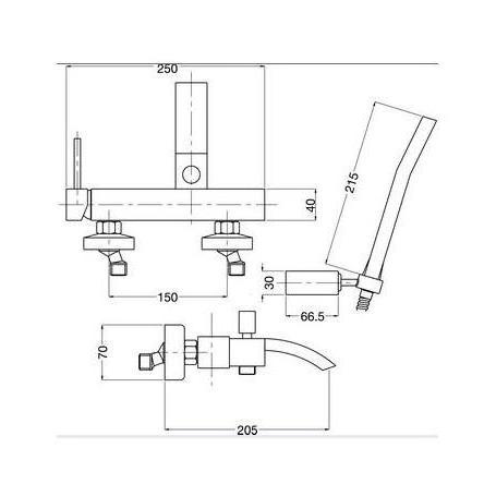 Смеситель для ванны внешний с душем Inside BN.INS-9202CR Bugnatese 5483 - Вид №1