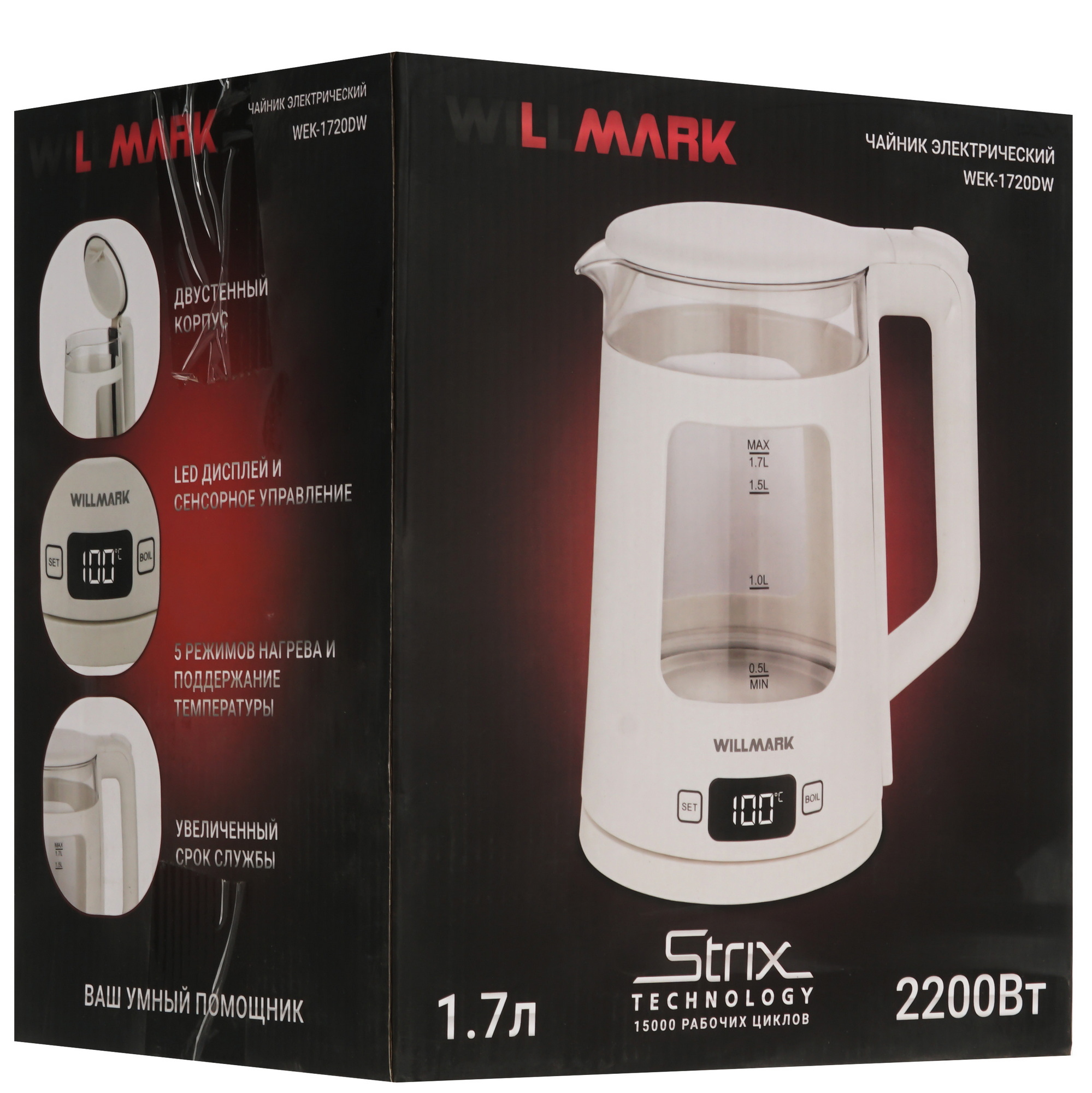 9269577 Электрочайник WILLMARK WEK-1720DW белый STDN-0061063 - Вид №6