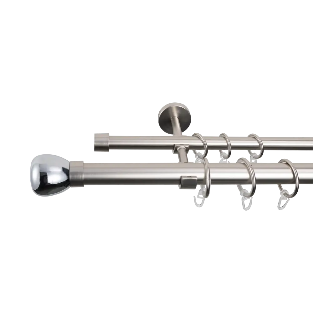 Настенный карниз раздвижной двухрядный KREAFORTA Гломма d25/28 200-360 см металл цвет никель 89457734 STLM-2115613  - Вид №5