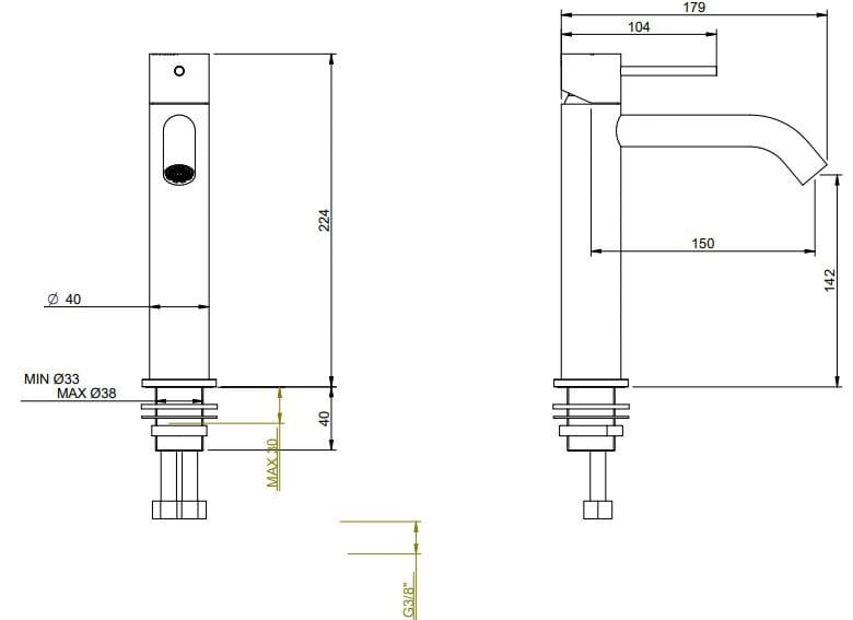 Однорычажный смеситель для раковины Rubinetterie Treemme 40MM ARCH-00010248 - Вид №3