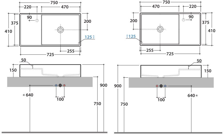 Di065 / di075 Накладная раковина на столешницу  овальная Ceramica Globo DISPLAY - Вид №5