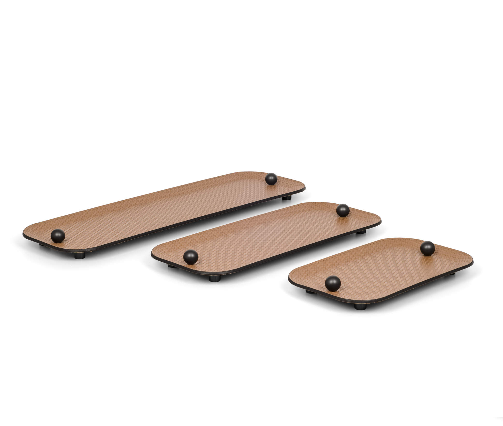 Поднос Олимпия - 36X15 см/металл-хром/тканая кожа_верблюжья Pinetti 00.1631.061.011 - Вид №3