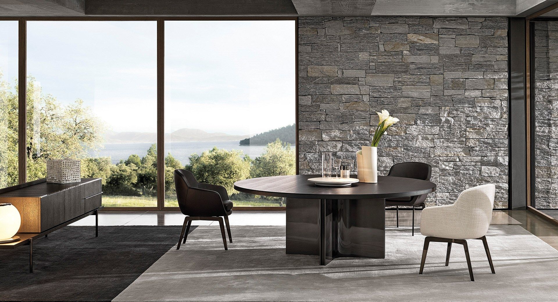 Кожаный мягкий стул с подлокотниками Minotti Belt ARCH-00029346 - Вид №2