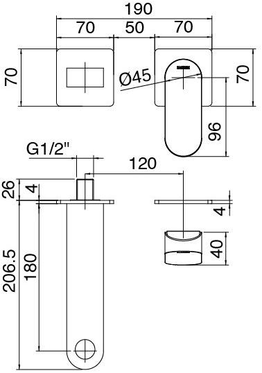 ZAZZERI Смеситель для умывальника настенный металлический Trend x sun-id-1401571 - Вид №1