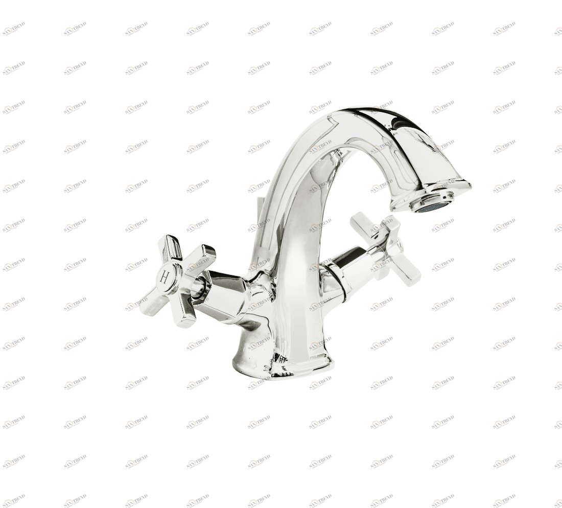 Gentry Home Смеситель для раковины на 3 отверстия Chopin White Никель GH101299 